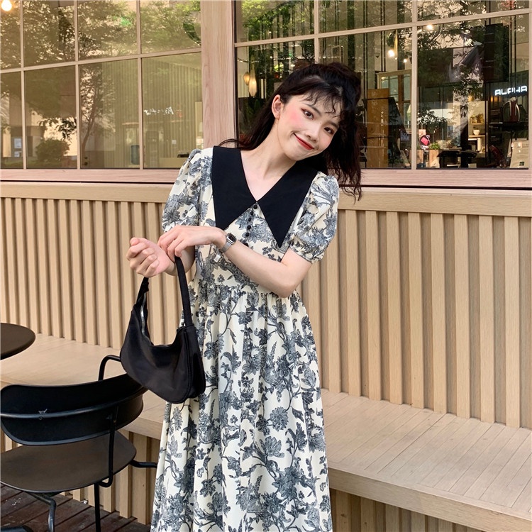 Đầm Hoa Dài Dáng Rộng Thiết Kế Mới Thời Trang Theo Phong Cách Hàn Quốc Cho Nữ