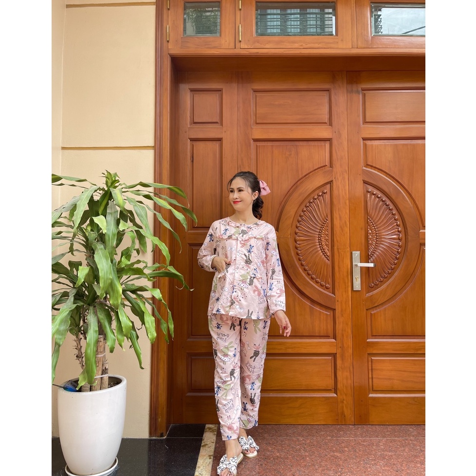 Bộ bầu và sau sinh DÀI TAY chất KATE THÁI cho con bú, cho bà bầu mặc nhà cực xinh (Thanh Lý)