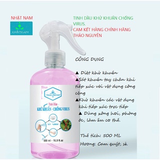  Tinh dầu xịt khử khuẩn nước rửa tay  THẢO NGUYÊN 500 ML   Hương Cam Quýt   