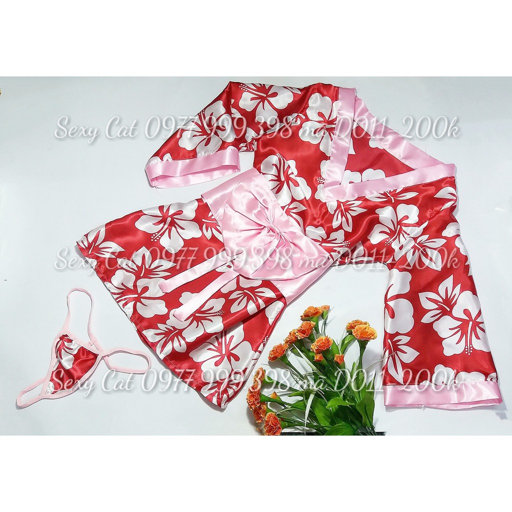 ( ảnh thật tự chụp ) cosplay áo choàng kimono yukata hoa đỏ dạng váy chui sexy | BigBuy360 - bigbuy360.vn