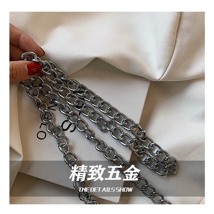 Túi Xách Đeo Vai Hình Vuông Cỡ Nhỏ Phối Dây Xích Phong Cách Hàn Quốc Cho Nữ