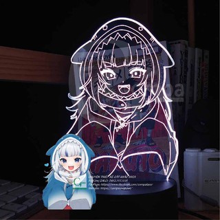 [ĐÈN NGỦ ANIME LED 3D] Đèn Ngủ Virtual YouTuber Gawr Gura Type 02 AVYT0502 16 MÀU TÙY CHỈNH COMPASHOP