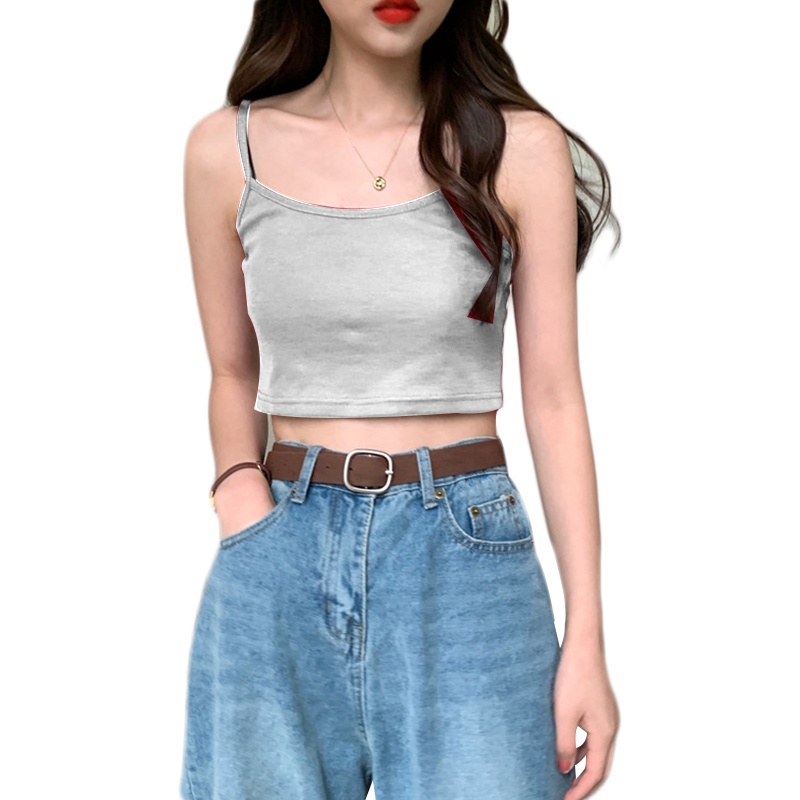 Áo Croptop Hai Dây Màu Sắc Trơn Thời Trang Mùa Hè Cho Nữ