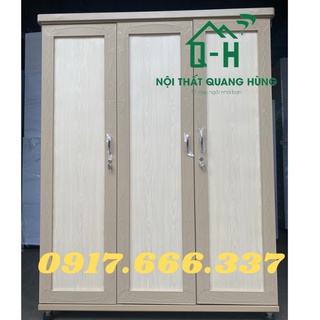 Tủ quần áo sắt trung hưng 3 cánh cửa màu cà phê 1m8x1m35x50cm
