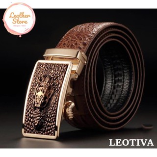 Thắt lưng dây nịt nam da bò 2 lớp dập vân cá sấu 3D LEOTIVA 301
