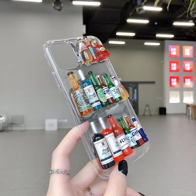 Bottles Ốp điện thoại TPU bảo vệ chống rơi trang trí hình chai rượu 3D cho iPhone 7/7+/8/8+/XR/X/XS/XS MAX/11/11 PRO/11 PRO MAX