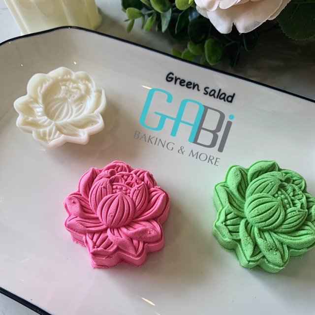 Khuôn nhấn trung thu lò xo 1 mặt hoa sen 75-80g