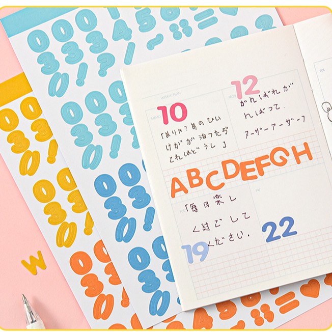 Sticker set 2 sticker chữ và số MONO trang trí sổ tay, bullet journal DecorMe