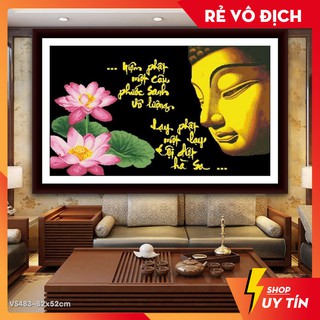 Tranh đính đá VENUS Nam Mô A Di Đà Phật VS483, kích thước: 82x52cm