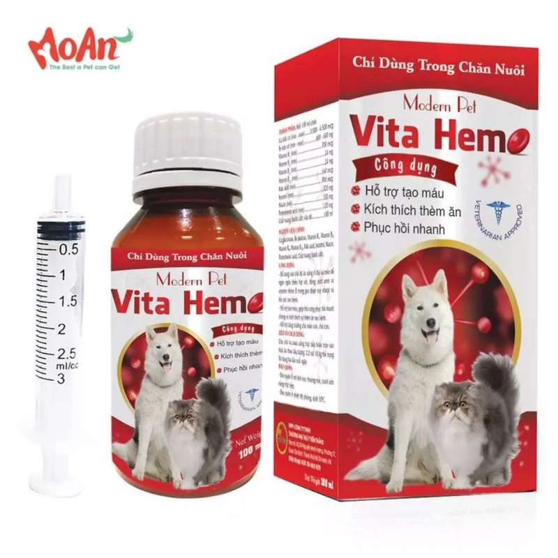 VITA HEMO - Bổ Máu, Tạo Máu, Tăng Thèm Ăn Cho Thú Cưng - Chó Mèo