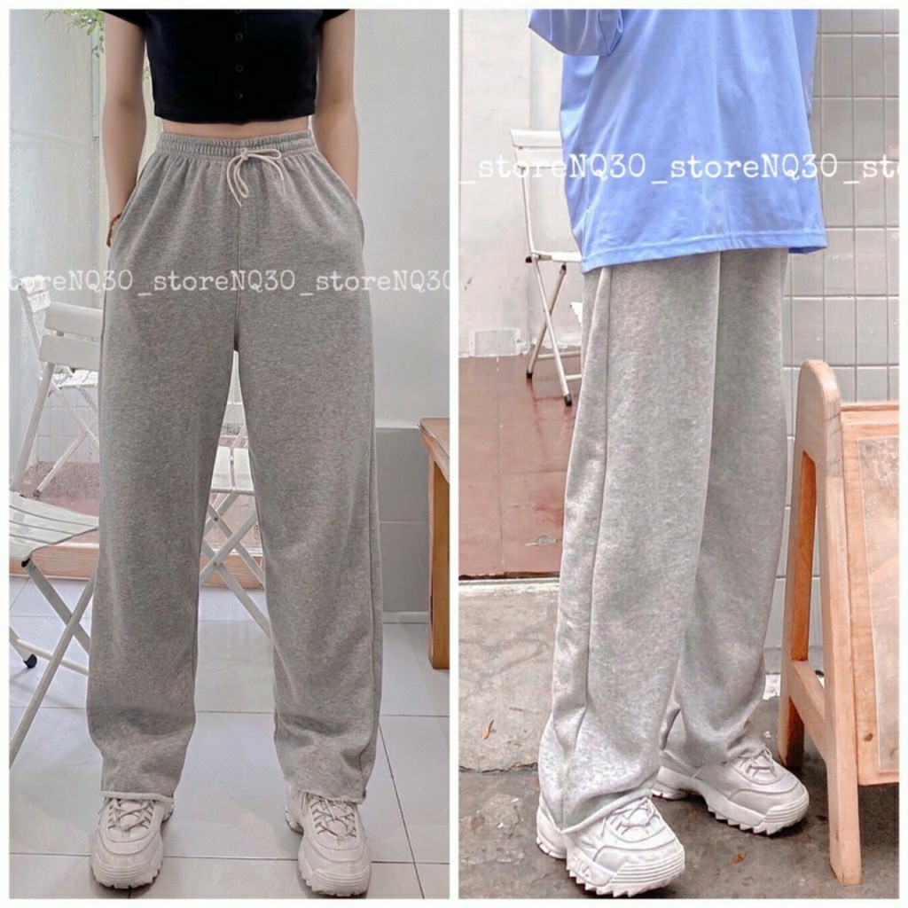 Quần ống rộng nữ cạp chun lai tưa chất da cá | BigBuy360 - bigbuy360.vn