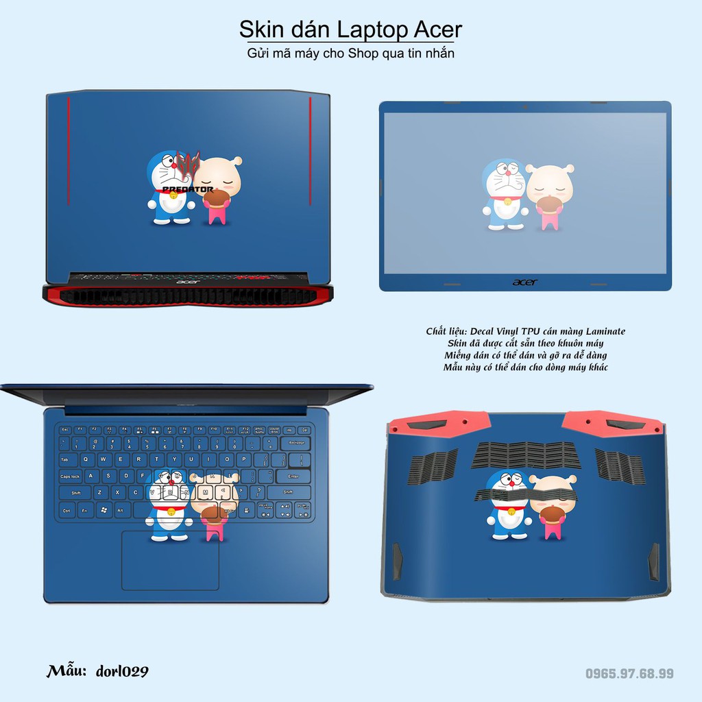 Skin dán Laptop Acer in hình Doraemon (inbox mã máy cho Shop)