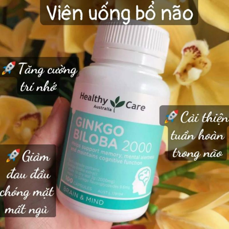 Viên uống bổ não Healthy Care Ginkgo Biloba 2000mg 100 Viên