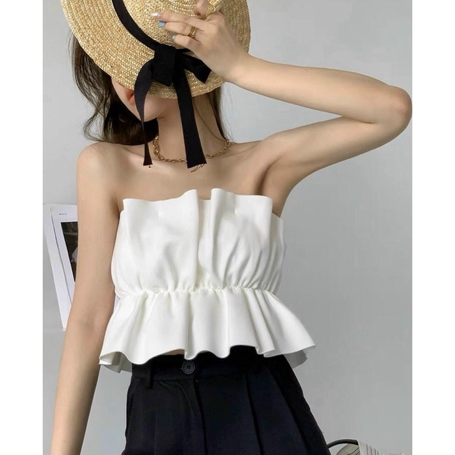 Áo Kiểu Croptop Bo Thun Phong Cách Ulzzang Hàn Quốc Cực Chất