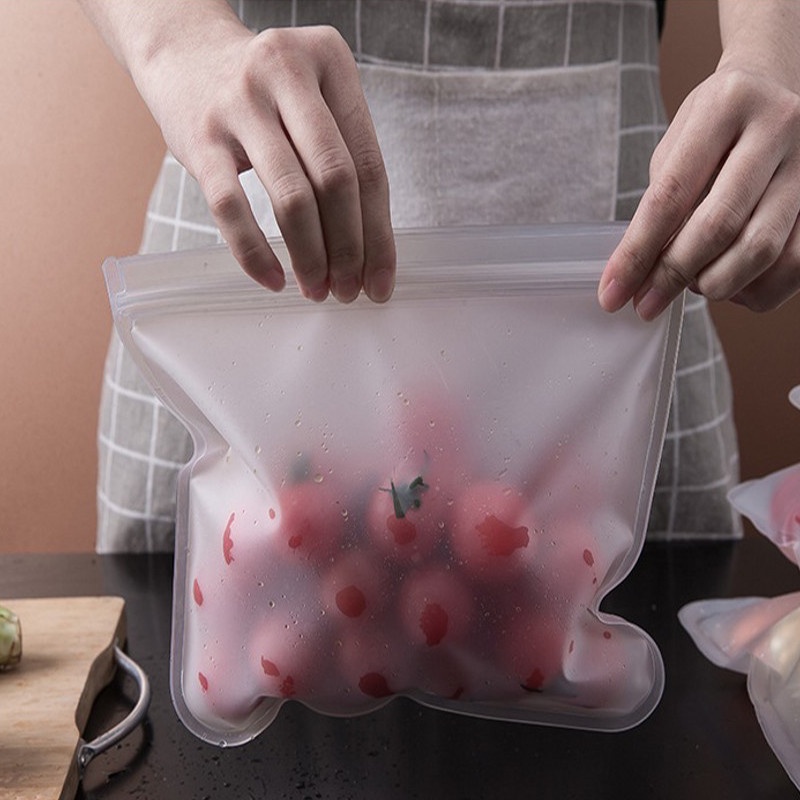 1 Túi Silicone Đựng Thực Phẩm Có Khóa Kéo Tiện Dụng