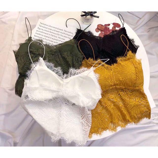 Áo Bra Nữ Ren Hoa Lá Dáng Lửng Sexy 2 dây không gọng nâng ngực co giãn freesize AL6