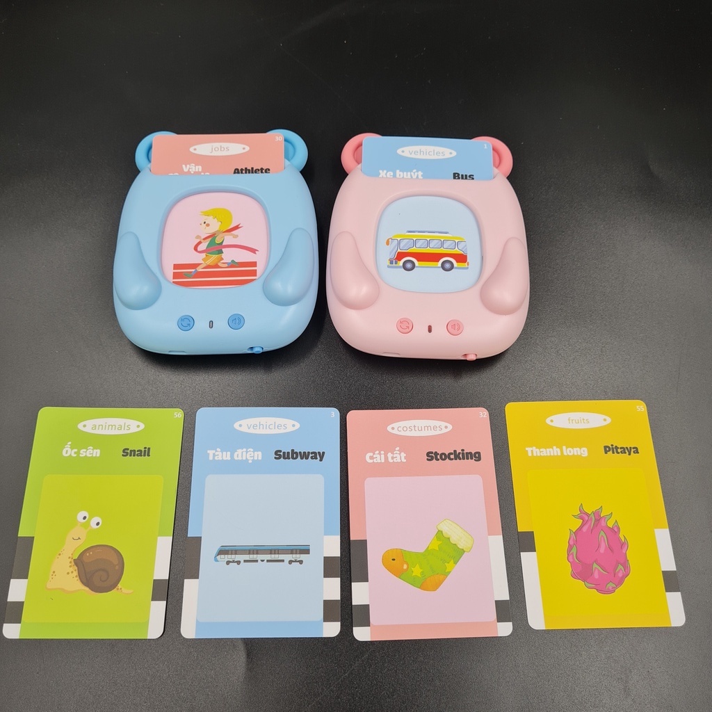 Máy đọc thẻ flashcard song ngữ tiếng anh, tiếng việt giáo dục sớm cho bé loại 1, 224 từ vựng giúp bé học và nhớ dễ hơn