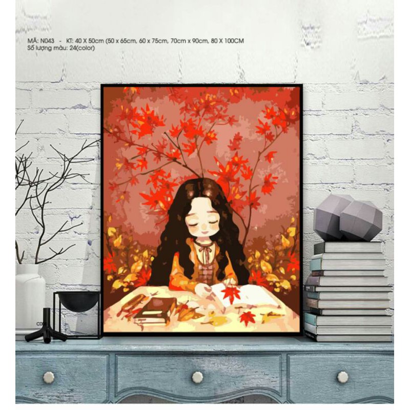 【CÓ SẴN】💥 Tranh Tô Màu Số hóa 💥 Giá rẻ 💥 Đã căng khung DIY - 【Cô gái cổ trang】Trung hoa xanh