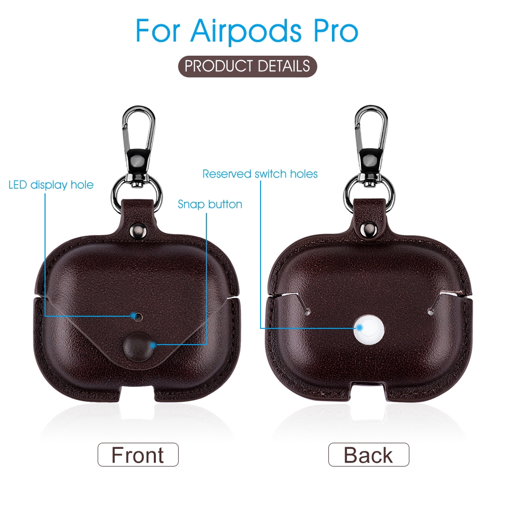Vỏ bảo vệ hộp sạc tai nghe Bluetooth Airpods Pro bằng da PU đẹp mắt kèm móc treo