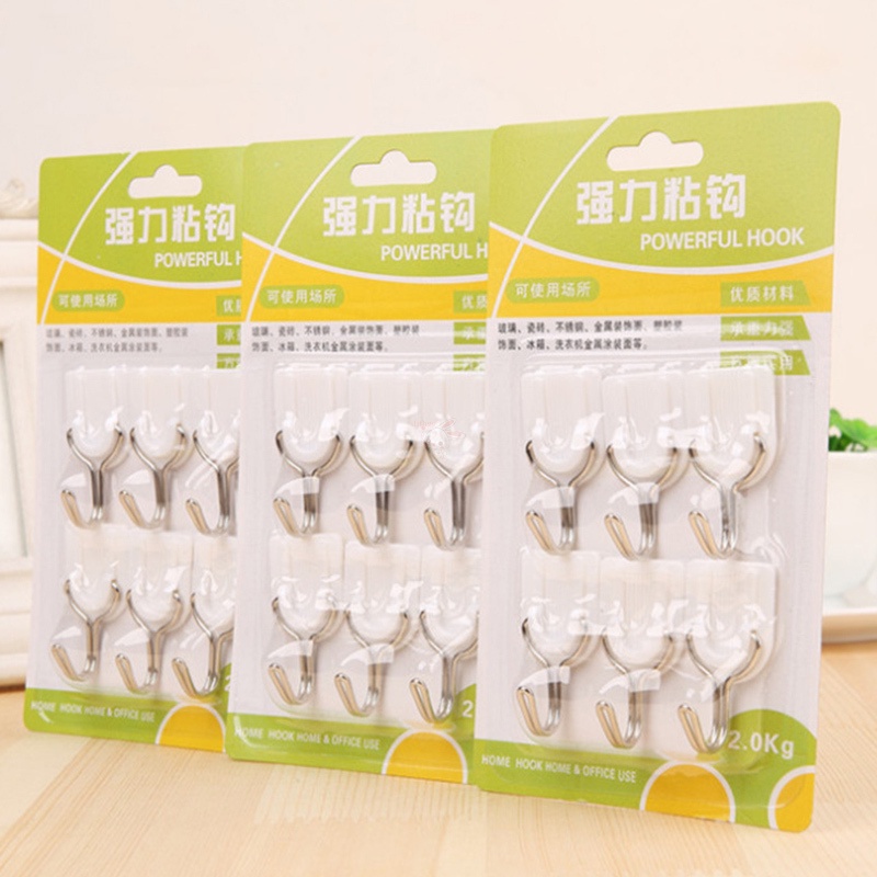 Set 6 Giá Đỡ Móc Treo Đồ Dán Tường Bằng Nhựa Tiện Dụng Cho Nhà Tắm / Nhà Bếp