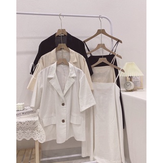 set váy dây kèm blazer