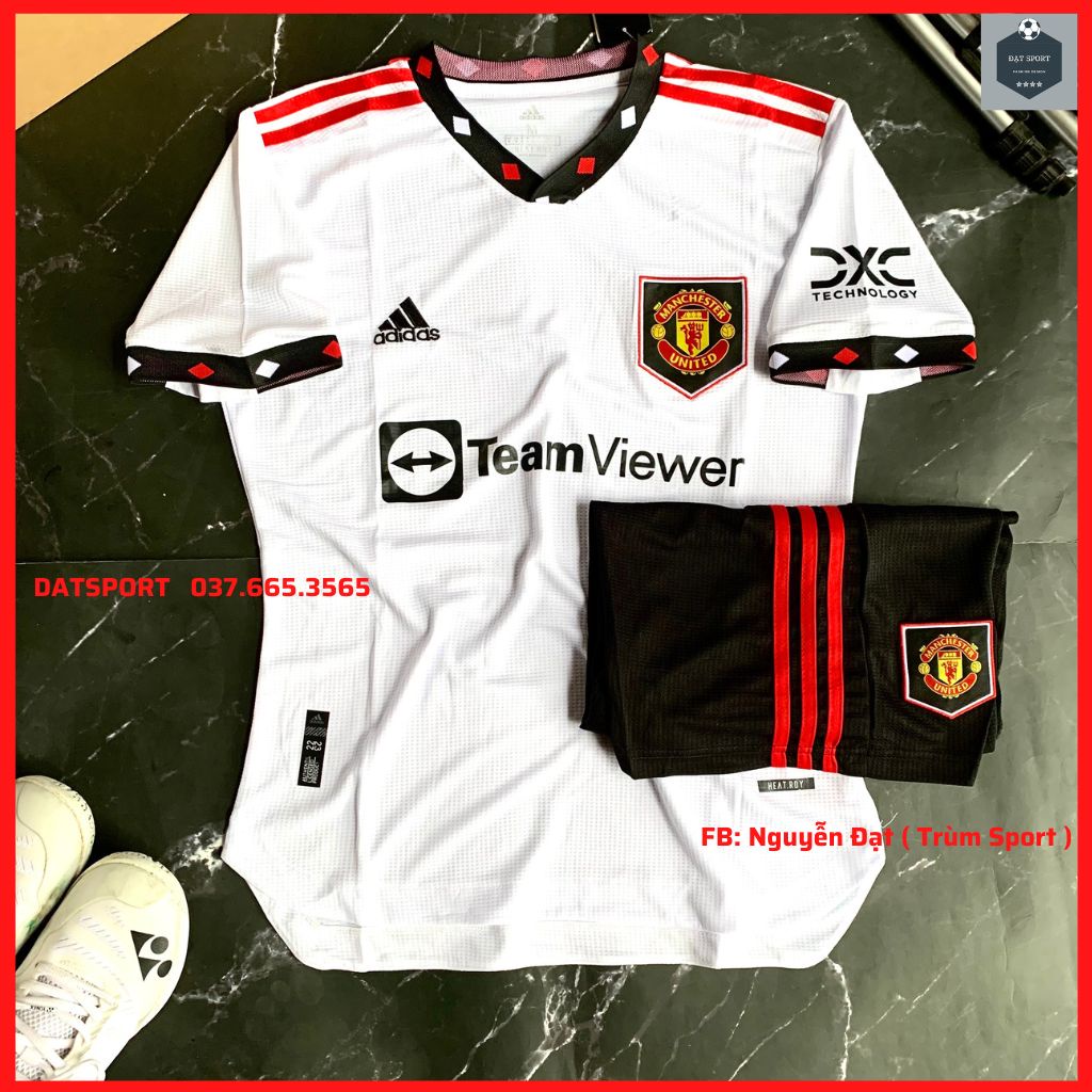 Áo Mu TeamView Trắng 2022/23⚡FREESHIP⚡Bộ Quần Áo Bóng Đá CLB Manchester United 22/23 Hàng Vải Thái