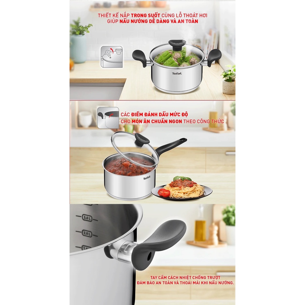 [LIFEMC11BPC -8% đơn 350K] Bộ nồi Tefal Primary 16/20/24cm (quánh 16cm-1.5L, nồi 20cm-3L, nồi 24cm-5.3L)