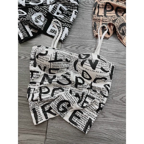 Có mút ngực Áo Dây Đôi Cúp Ngực Cổ V Croptop Chất Borip