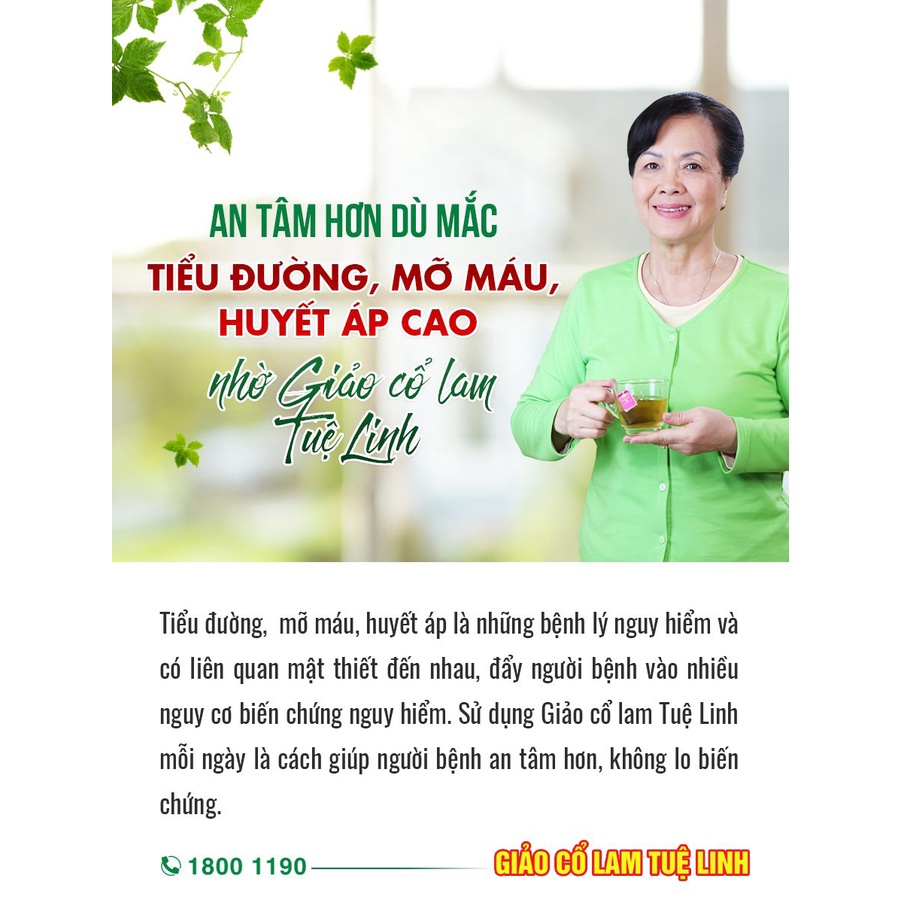 ✅[Chính hãng] Giảo Cổ Lam Tuệ Linh - Hỗ trợ Phòng ngừa Bệnh Tim Mạch, Tiểu Đường, Mỡ Máu - Hộp 60 viên