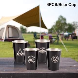 4pcs 350ml Reusable Gift Tea Outdoor Camping With Storage Bag Stackable Beer Cup