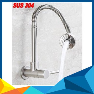 Vòi rửa chén lạnh cắm tường inox 304 6019