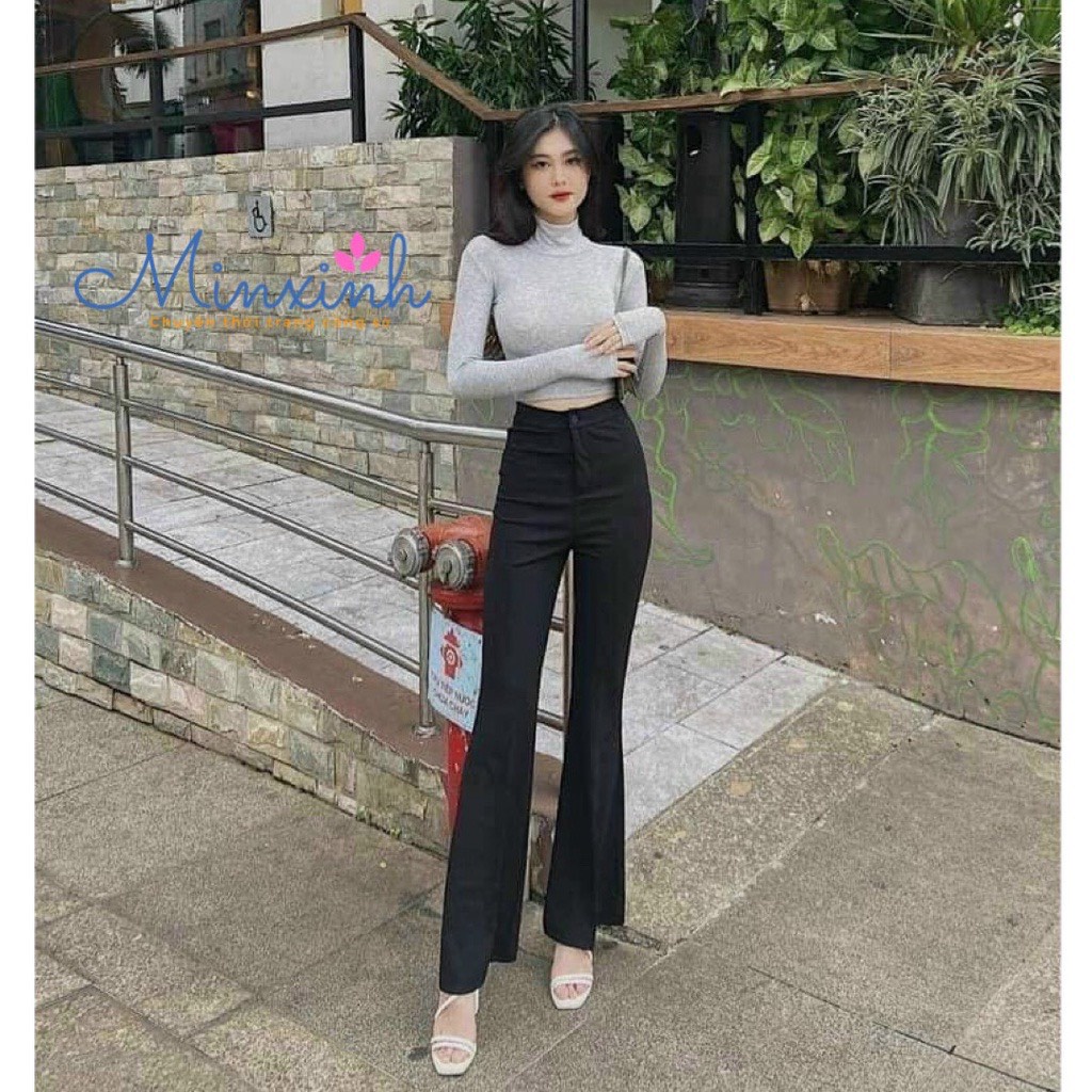 Quần ống loe cạp cao 2 cúc chất Tuyết Mưa cao cấp dáng dài, quần vải ống rộng siêu hách dáng tôn vòng 3 siêu xinh