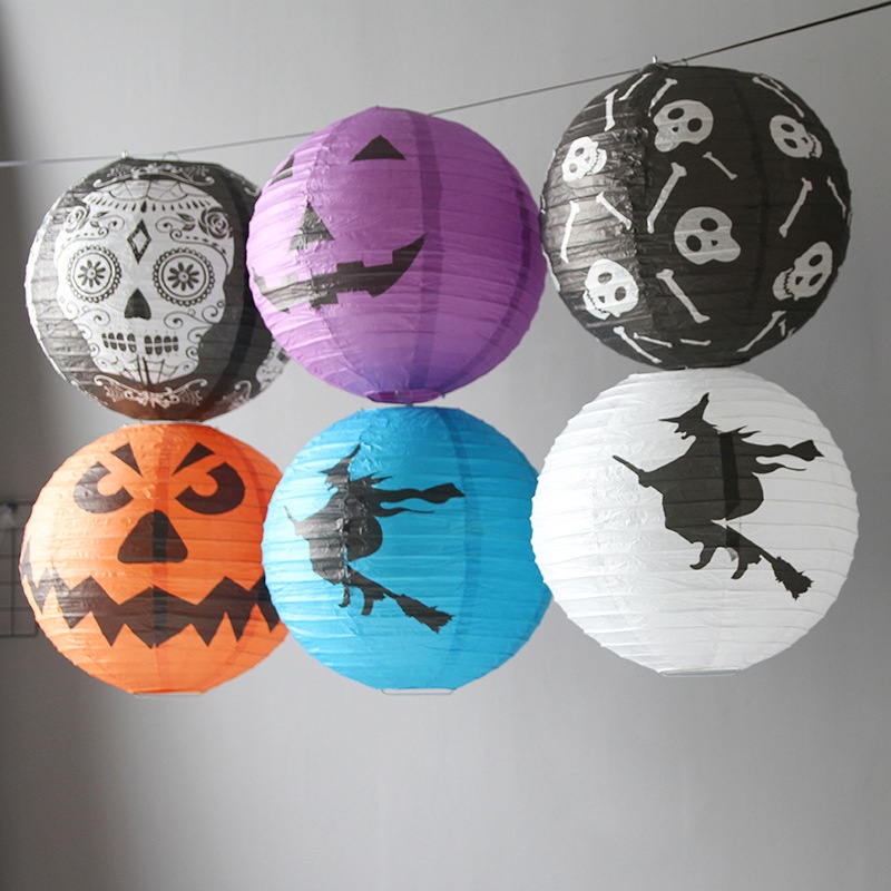 Đèn Lồng Bí Ngô Halloween Phát Sáng Trẻ Em Tự Làm , Đồ Trang Trí Đèn Lồng Giấy Bí Ngô Thủ Công
