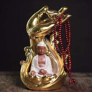 Thác khói trầm hương Phật thủ Như lai men vàng