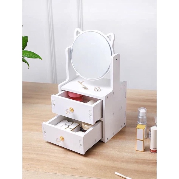 kệ Mỹ phẩm kèm gương tài mèo