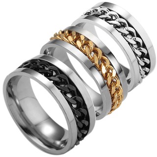 1 Nhẫn Dây Xích Xoay Bằng Thép Titan Không Gỉ Kích Thước 6-12 Thời Trang Cho Nam