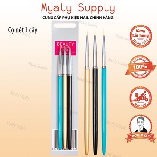 Cọ Nét Nail Cán Gỗ Nét Nhỏ Mảnh Dài Bộ 3 Cây SP000213