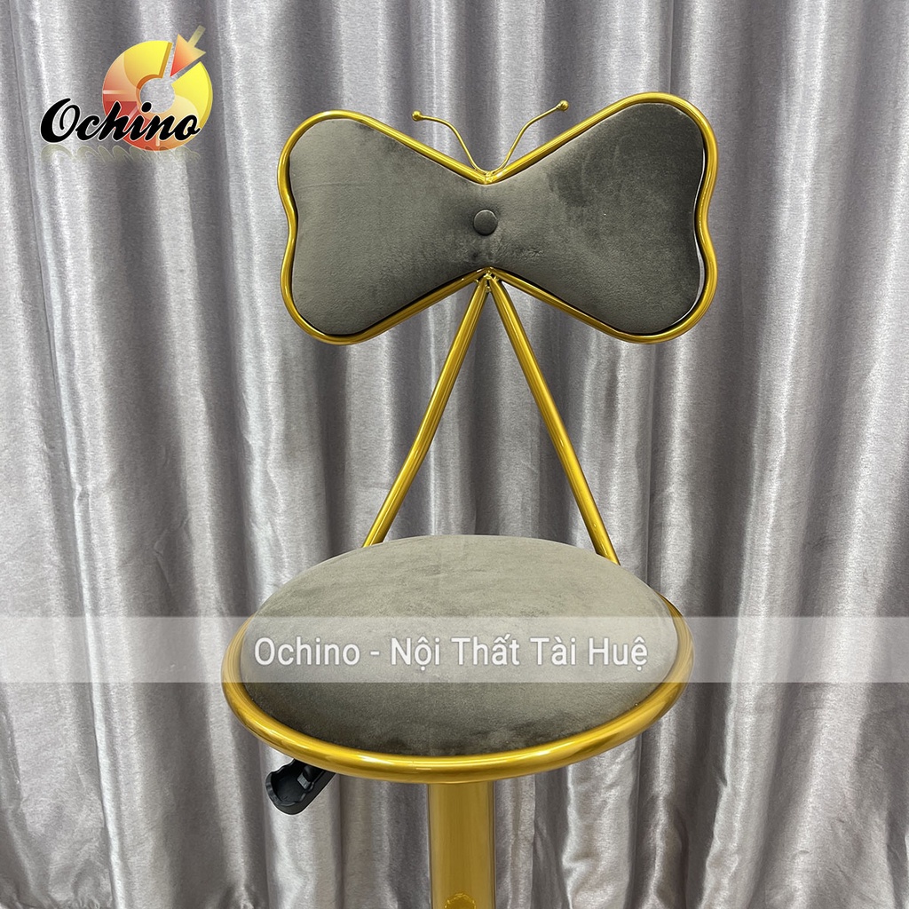 Ghế Makeup, Ghế Bar Có Tựa Nơ Chân Vàng K1 Sang Chảnh Mẫu Mới Phong Cách Hiện Đại (Có Sẵn)