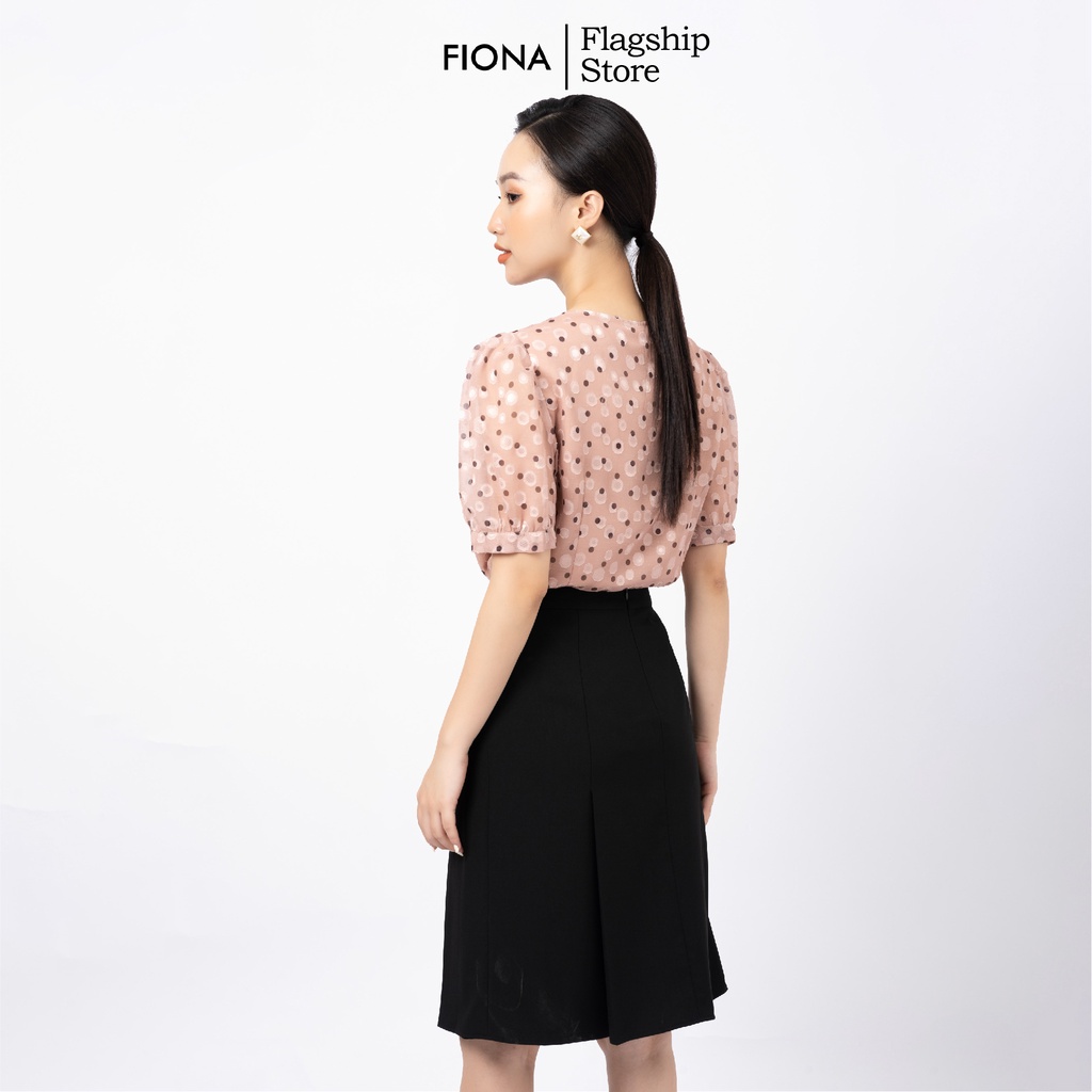 Chân váy công sở cao cấp FIONA, chân váy suông dài xếp ly 2 bên, đai trang trí màu đen F251657