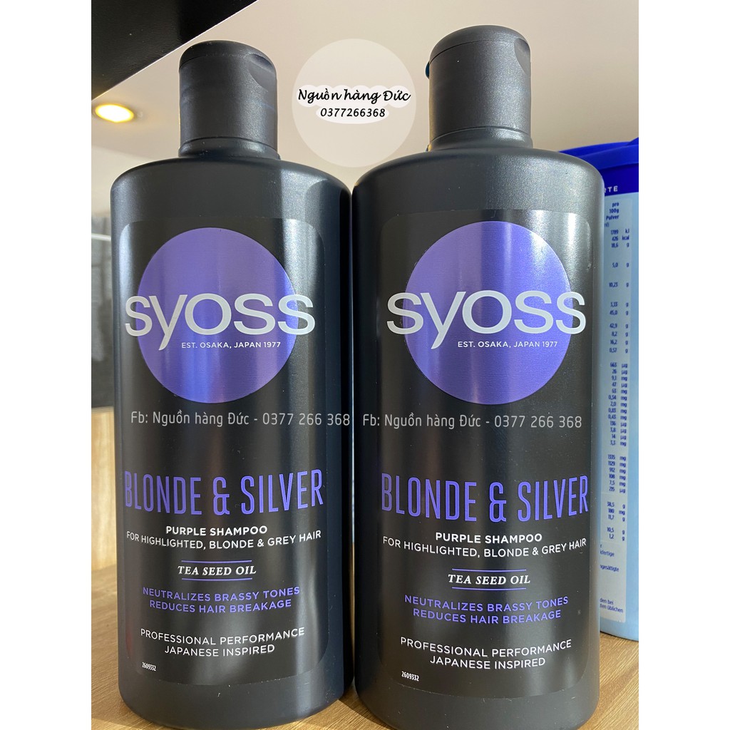 Dầu gội xả tím khử vàng Syoss Đức Swiss Silver Shampoo - Nguồn hàng Đức