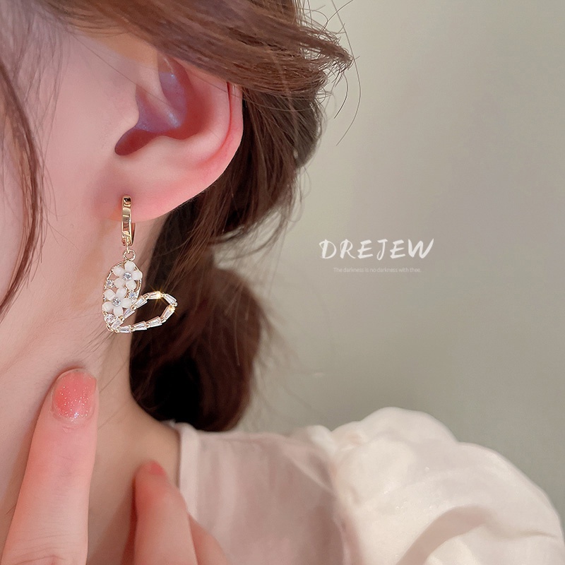 DREJEW Khuyên tai DREJEW 1 nơ đính đá phối ngọc trai thời trang sang trọng