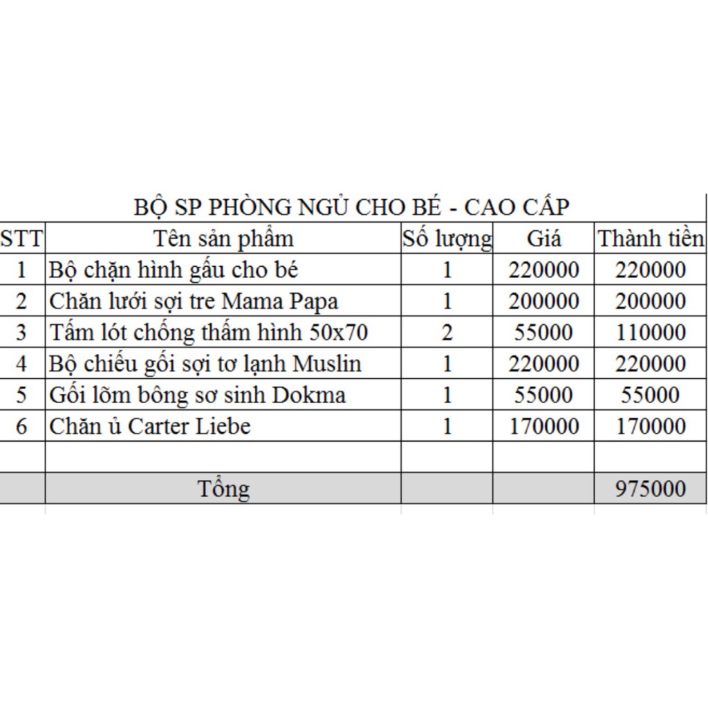 Set đồ phụ kiện phòng ngủ cho bé gái cao cấp