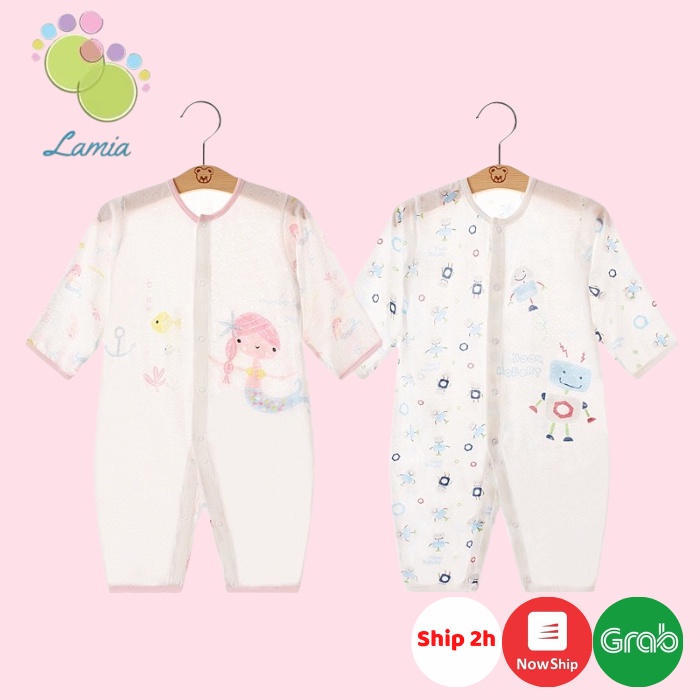 Body Dài Tay Xuất Nhật Mỏng Mát Cho Bé Nằm Điều Hòa Lamia - Size 59 - 66 𝟏𝟒𝐁𝐃𝐃