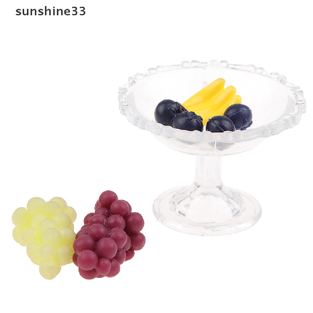 SU 1Set 1:12 Dollhouse Miniature Dessert Pan Cake Stand Fruit Tray W/Fruit DecorToy n