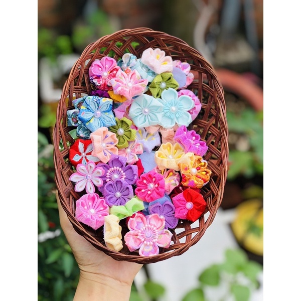 Vải Chirimen cắt sẵn 3x3cm - vải làm hoa Kanzashi