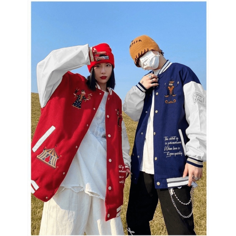 Áo  Khoác Bomber Nam Chất Dù Hai Lớp Chú Hề Form Unisex, Kiểu Bóng Chày Rộng Rãi Thoải Mái [NEW UNISEX]