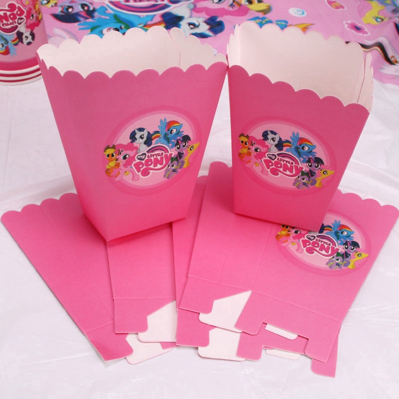 Bộ 6 hộp đựng bắp rang thiết kế in hình kỳ lân/frozen/mickey/minnie/ngựa/người nhện cho trẻ em