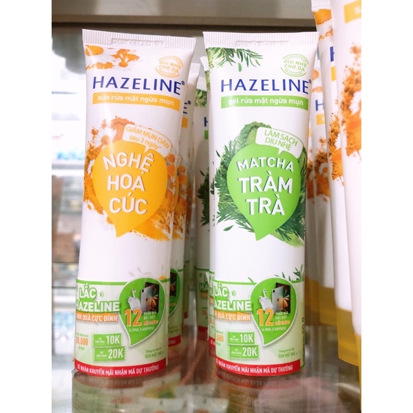 Sửa rửa mặt ngừa mụn Hazeline Nghệ hoa cúc/Matcha tràm trà