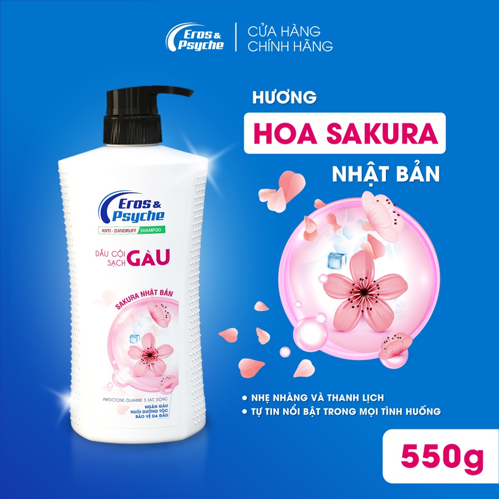 Dầu gội Eros & Psyche sạch gàu Thế Hệ Mới hương Hoa Sakura Nhật Bản 550g