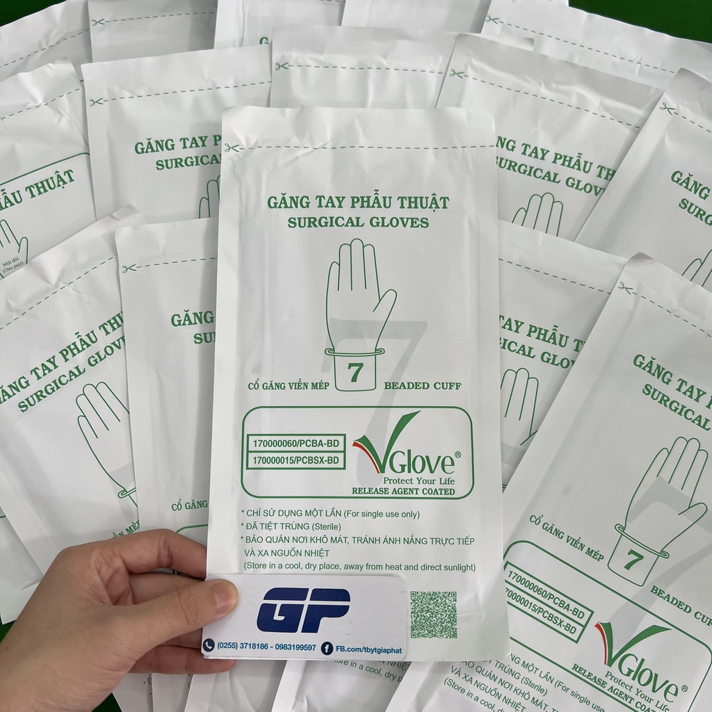 GĂNG TAY PHẪU THUẬT TIỆT TRÙNG SỐ 6,5-7-7,5 VGLOVE HÀNG MỚI DATE XA